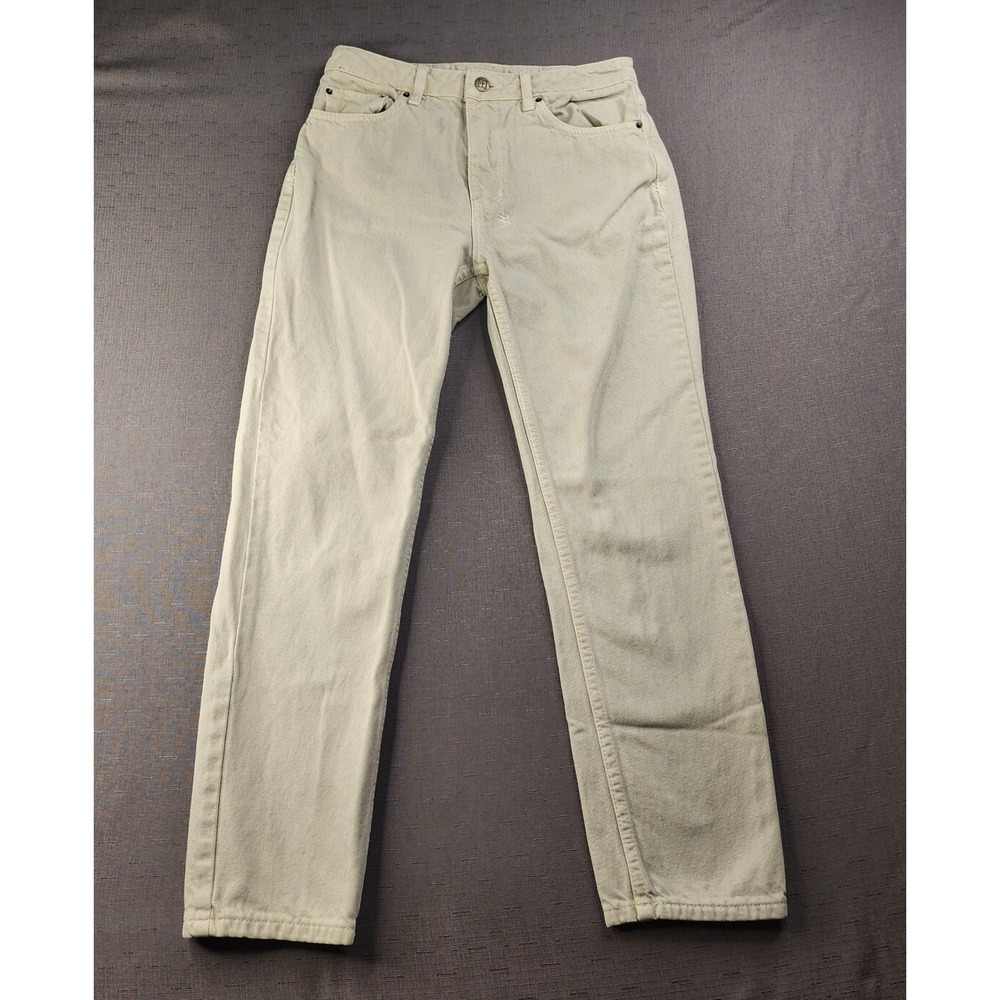 Ksubi Mens Off White Denim Jeans Straight Leg Embroidered Logo 29x26 Streetwear